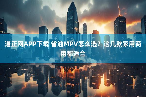 道正网APP下载 省油MPV怎么选？这几款家用商用都适合